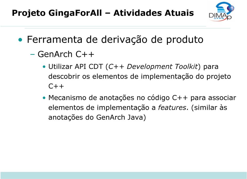 elementos de implementação do projeto C++ Mecanismo de anotações no código C++