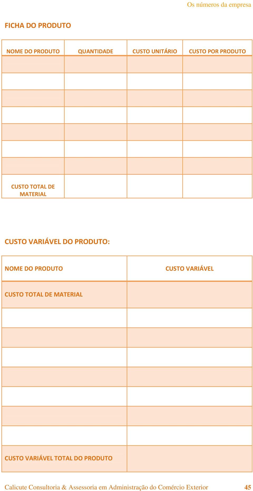 PRODUTO CUSTO VARIÁVEL CUSTO TOTAL DE MATERIAL CUSTO VARIÁVEL TOTAL DO