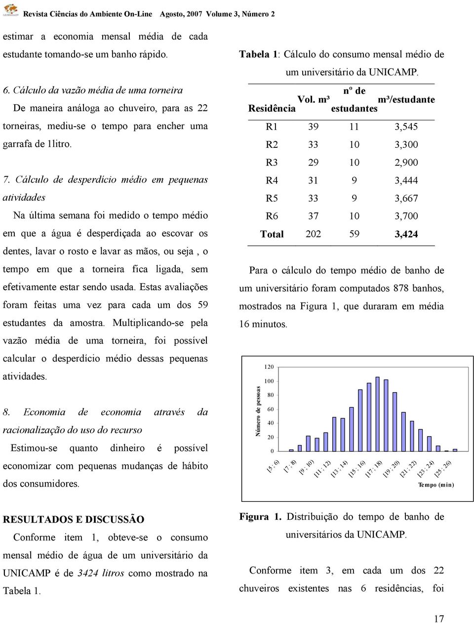 Cálculo de desperdício médio em pequenas atividades Na última semana foi medido o tempo médio em que a água é desperdiçada ao escovar os dentes, lavar o rosto e lavar as mãos, ou seja, o tempo em que