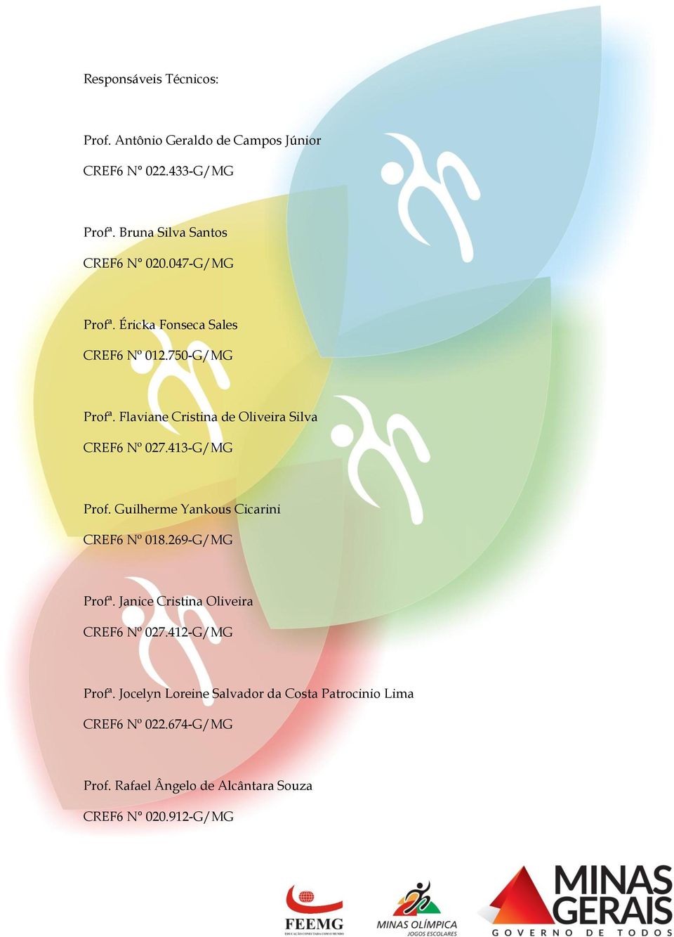 413-G/MG Prof. Guilherme Yankous Cicarini CREF6 Nº 018.269-G/MG Profª. Janice Cristina Oliveira CREF6 Nº 027.