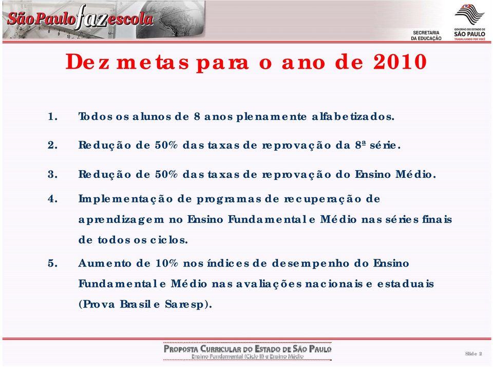 Implementação de programas de recuperação de aprendizagem no Ensino Fundamental e Médio nas séries finais de todos os