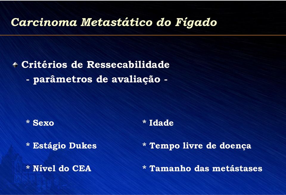 Sexo * Idade * Estágio Dukes * Tempo livre de