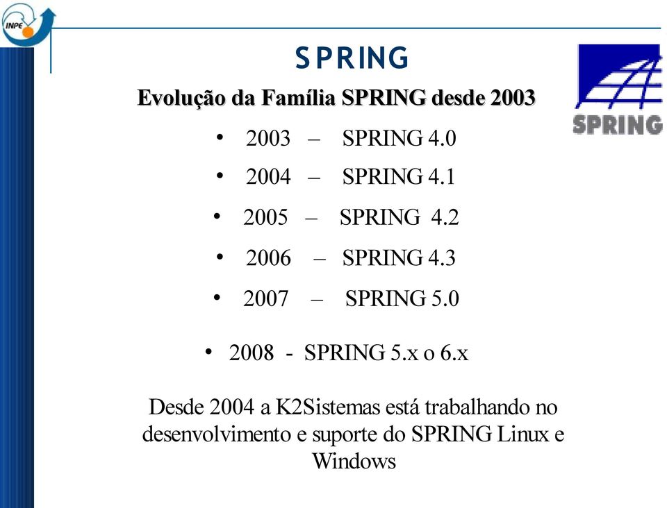 3 2007 SPRING 5.0 2008 - SPRING 5.x o 6.