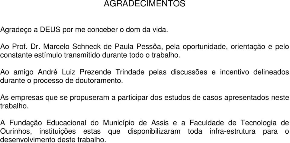 Ao amigo André Luiz Prezende Trindade pelas discussões e incentivo delineados durante o processo de doutoramento.