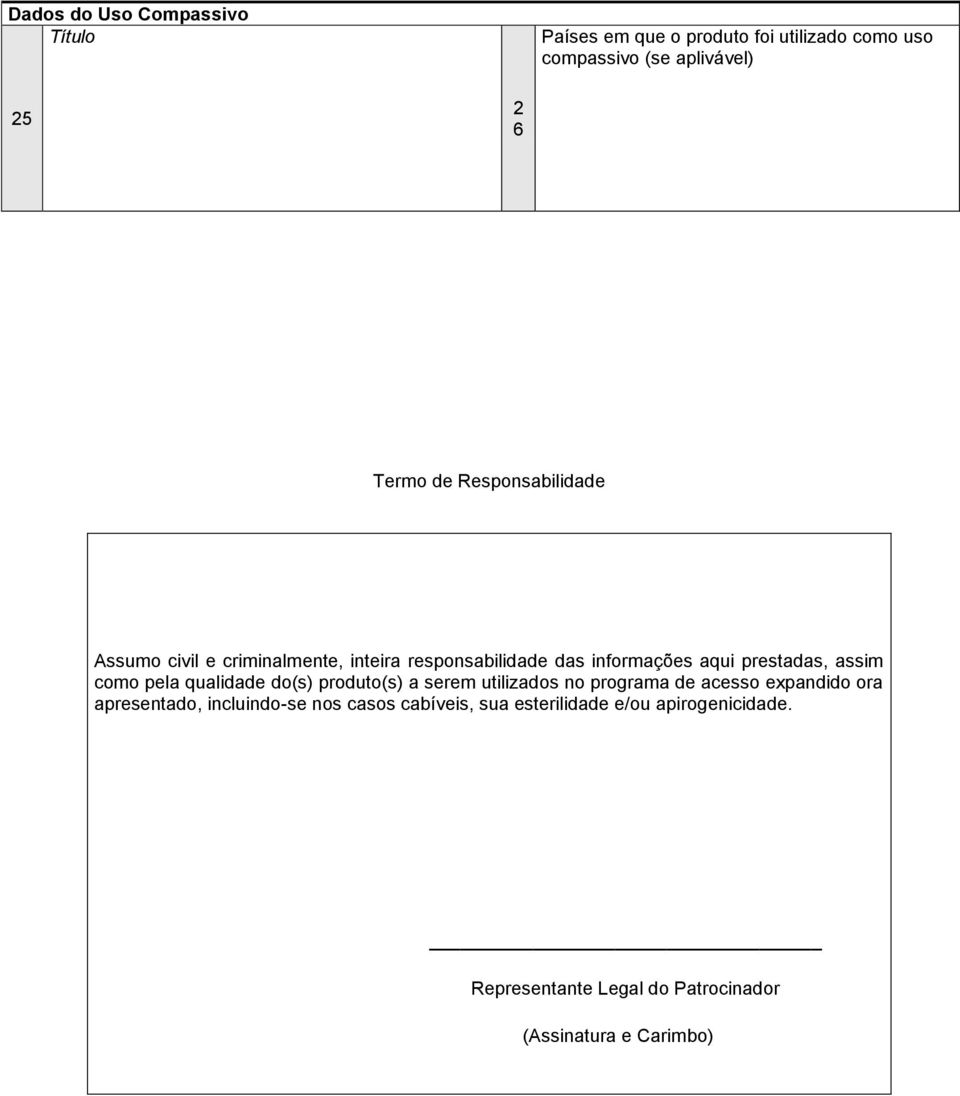 como pela qualidade do(s) produto(s) a serem utilizados no programa de acesso expandido ora apresentado,