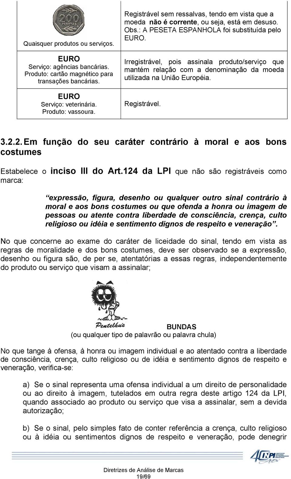 Irregistrável, pois assinala produto/serviço que mantém relação com a denominação da moeda utilizada na União Européia. Registrável. 3.2.