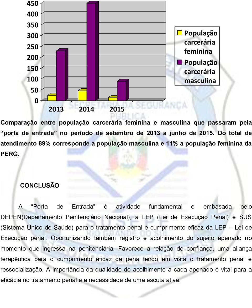 CONCLUSÃO A Porta de Entrada é atividade fundamental e embasada pelo DEPEN(Departamento Penitenciário Nacional), a LEP (Lei de Execução Penal) e SUS (Sistema Único de Saúde) para o tratamento penal e