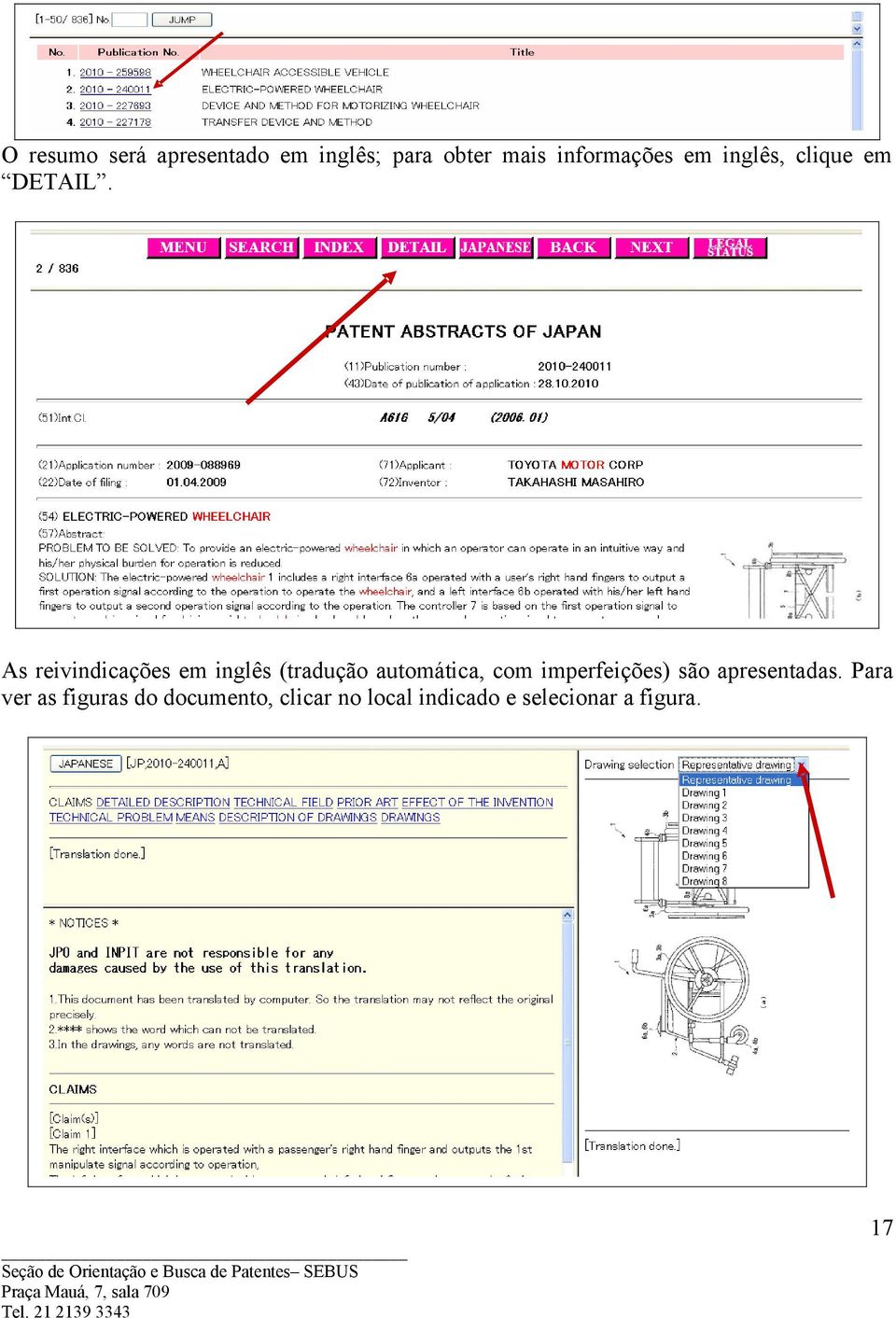 As reivindicações em inglês (tradução automática, com