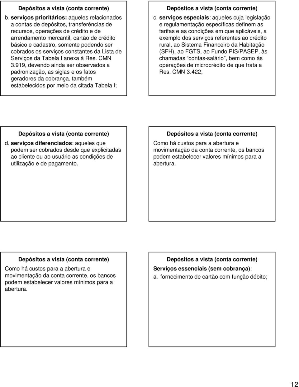 919, devendo ainda ser observados a padronização, as siglas e os fatos geradores da cobrança, também estabelecidos por meio da citada Tabela I; c.