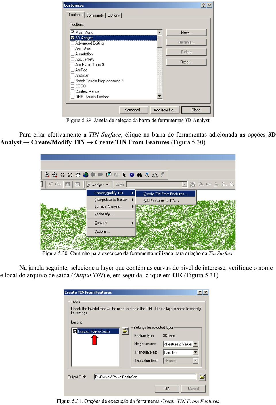 opções 3D Analyst Create/Modify TIN Create TIN From Features (Figura 5.30)