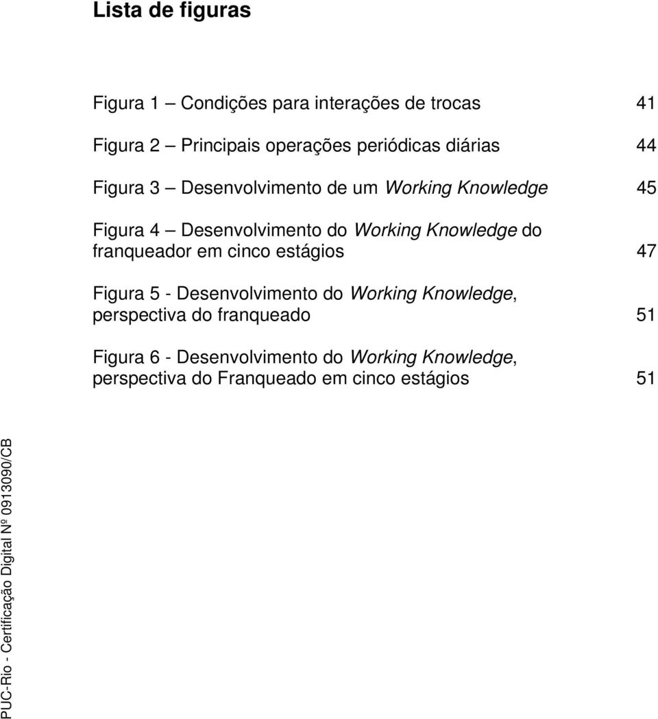 Knowledge do franqueador em cinco estágios 47 Figura 5 - Desenvolvimento do Working Knowledge,