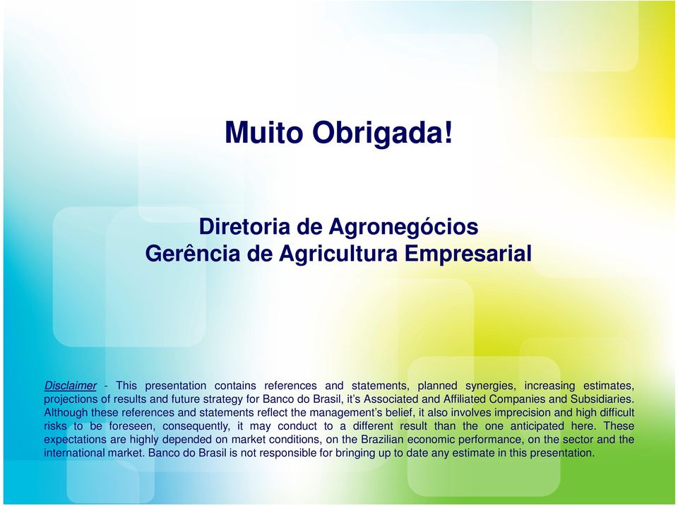and future strategy for Banco do Brasil, it s Associated and Affiliated Companies and Subsidiaries.