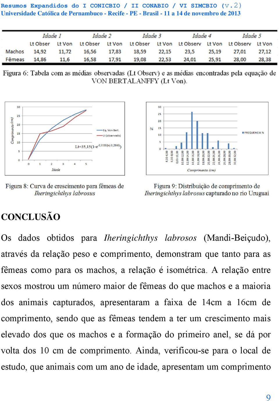 A relação entre sexos mostrou um número maior de fêmeas do que machos e a maioria dos animais capturados, apresentaram a faixa de 14cm a 16cm de