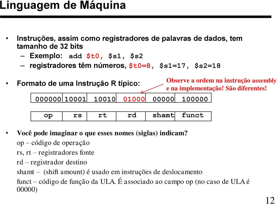 instrução assembly e na implementação! São diferentes! Você pode imaginar o que esses nomes (siglas) indicam?