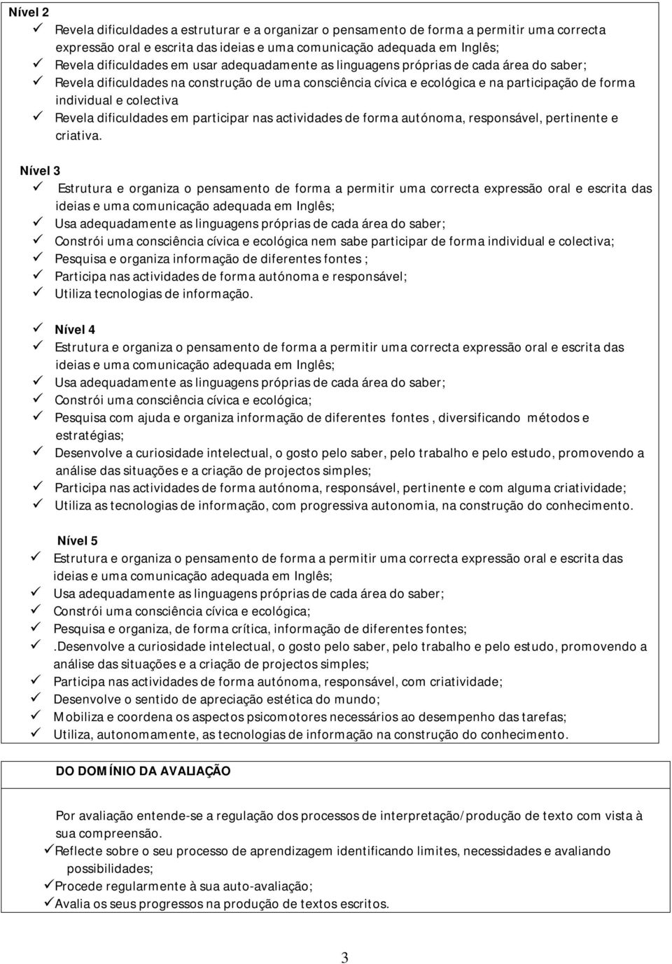 dificuldades em participar nas actividades de forma autónoma, responsável, pertinente e criativa.