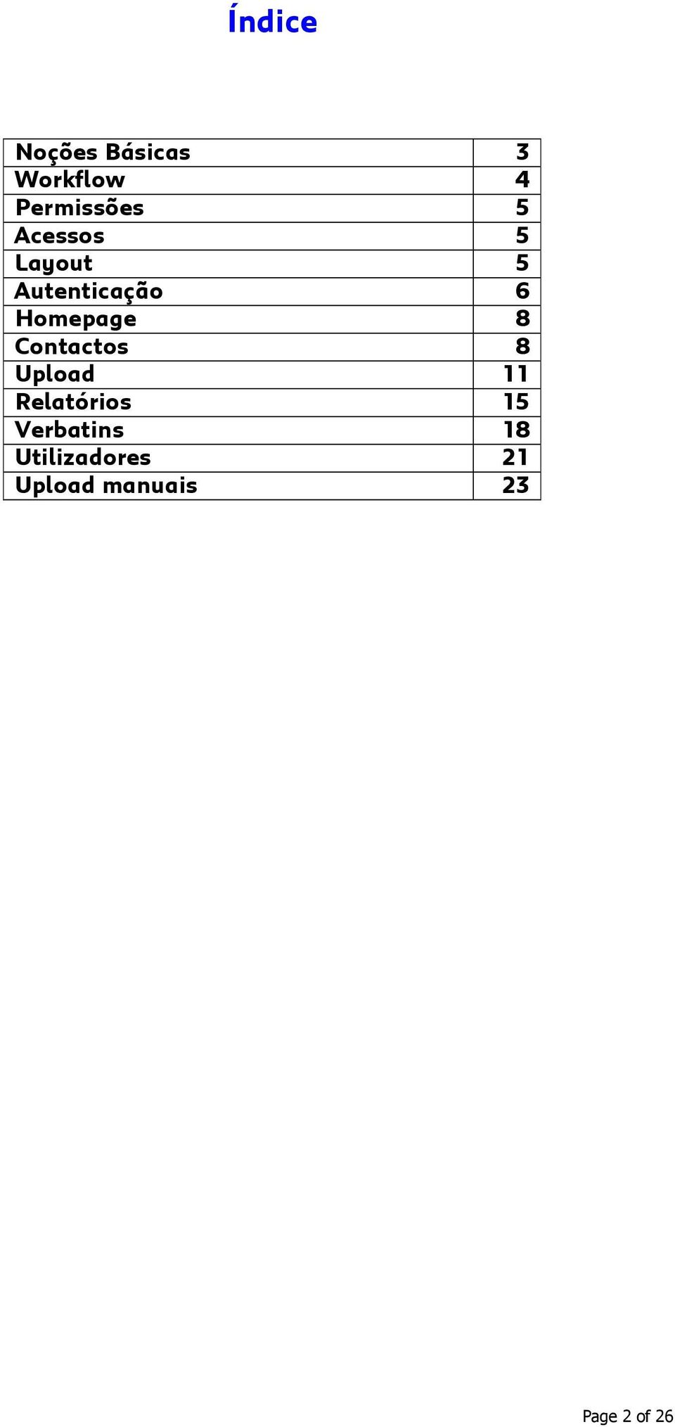 Contactos 8 Upload 11 Relatórios 15 Verbatins