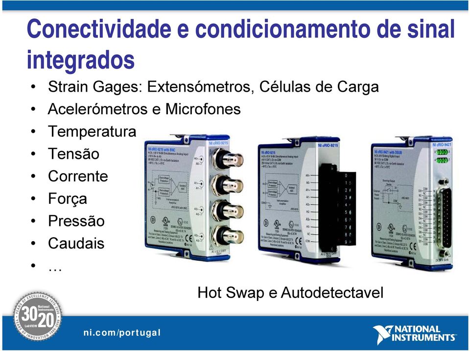 de Carga Acelerómetros e Microfones Temperatura