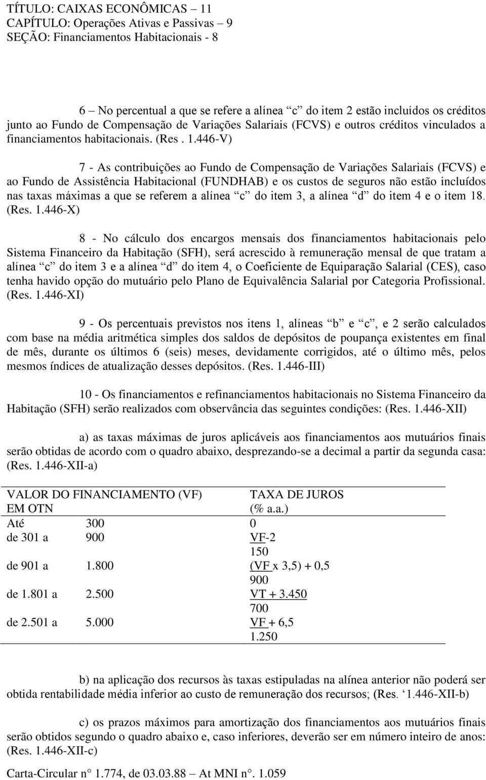 446-V) 7 - As contribuições ao Fundo de Compensação de Variações Salariais (FCVS) e ao Fundo de Assistência Habitacional (FUNDHAB) e os custos de seguros não estão incluídos nas taxas máximas a que