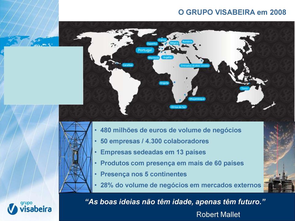 300 colaboradores Empresas sedeadas em 13 países Produtos com presença em mais de 60