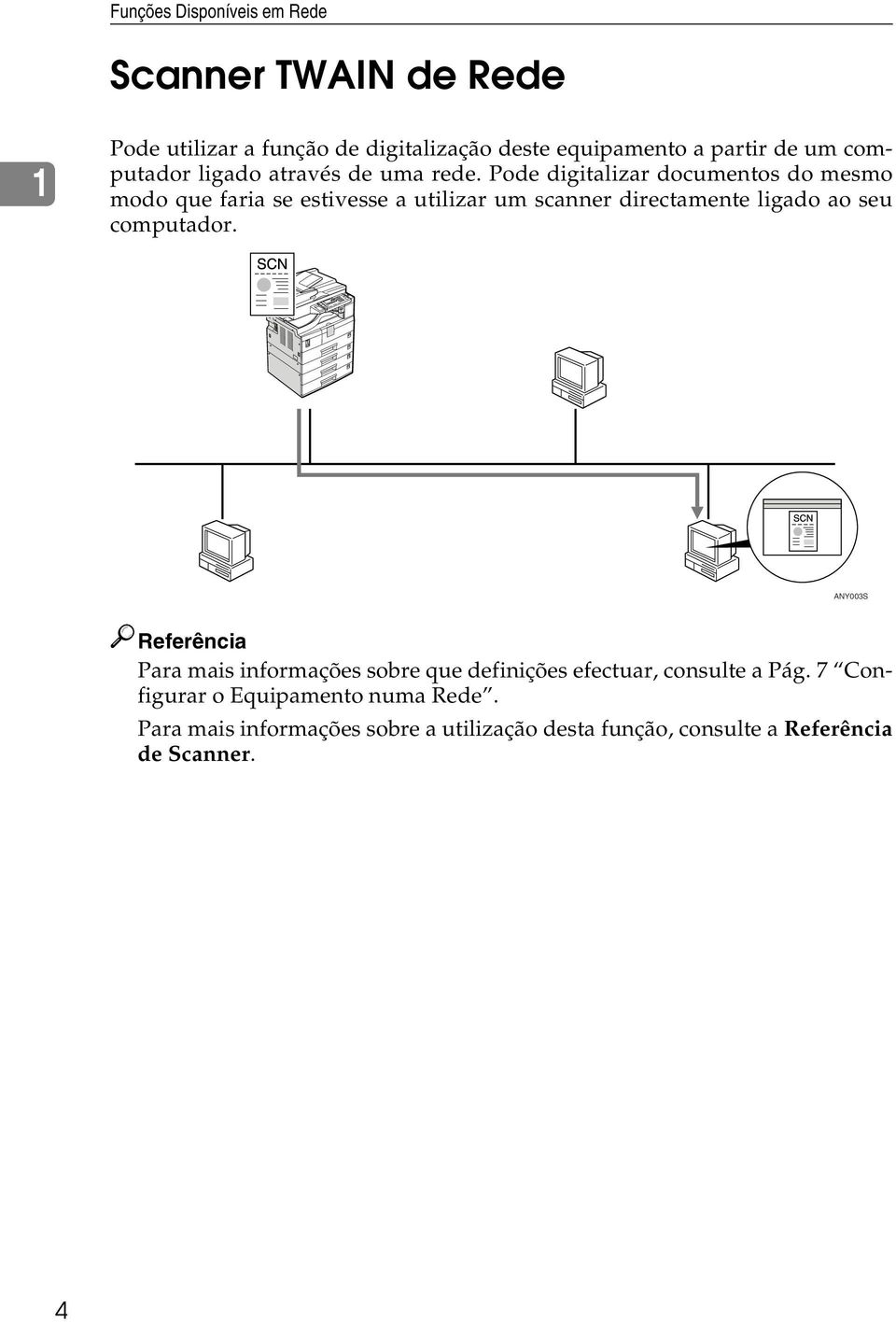 Pode digitalizar documentos do mesmo modo que faria se estivesse a utilizar um scanner directamente ligado ao seu computador.