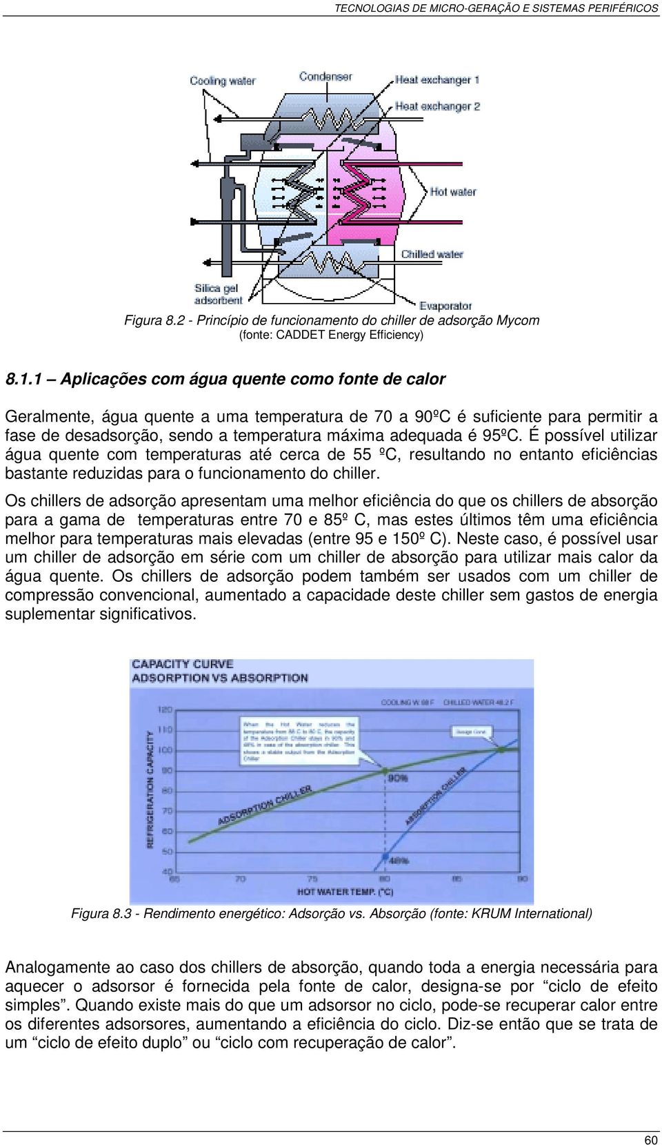 É possível utilizar água quente com temperaturas até cerca de 55 ºC, resultando no entanto eficiências bastante reduzidas para o funcionamento do chiller.