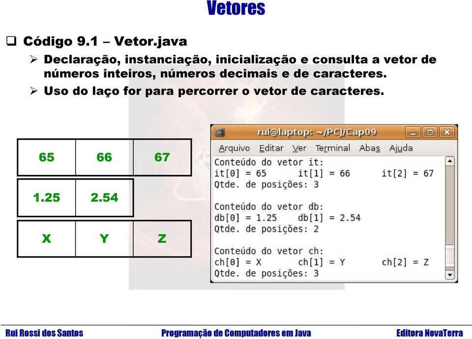 consulta a vetor de números inteiros, números decimais