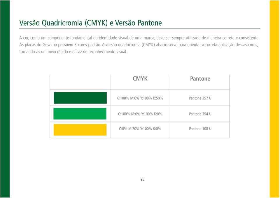 A versão quadricromia (CMK) abaixo serve para orientar a correta aplicação dessas cores, tornando-as um meio rápido e eficaz