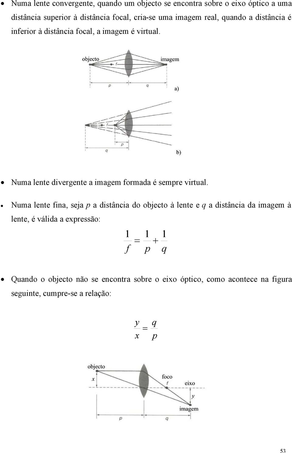 Numa lete divergete a imagem ormada é semre virtual.