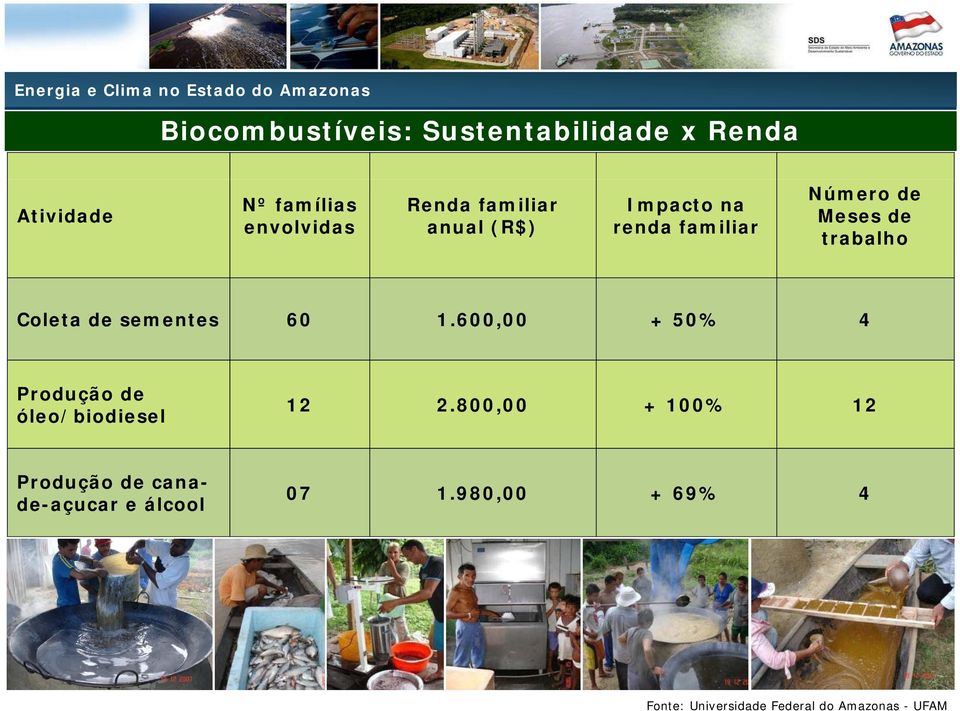 de sementes 60 1.600,00 + 50% 4 Produção de óleo/biodiesel 12 2.