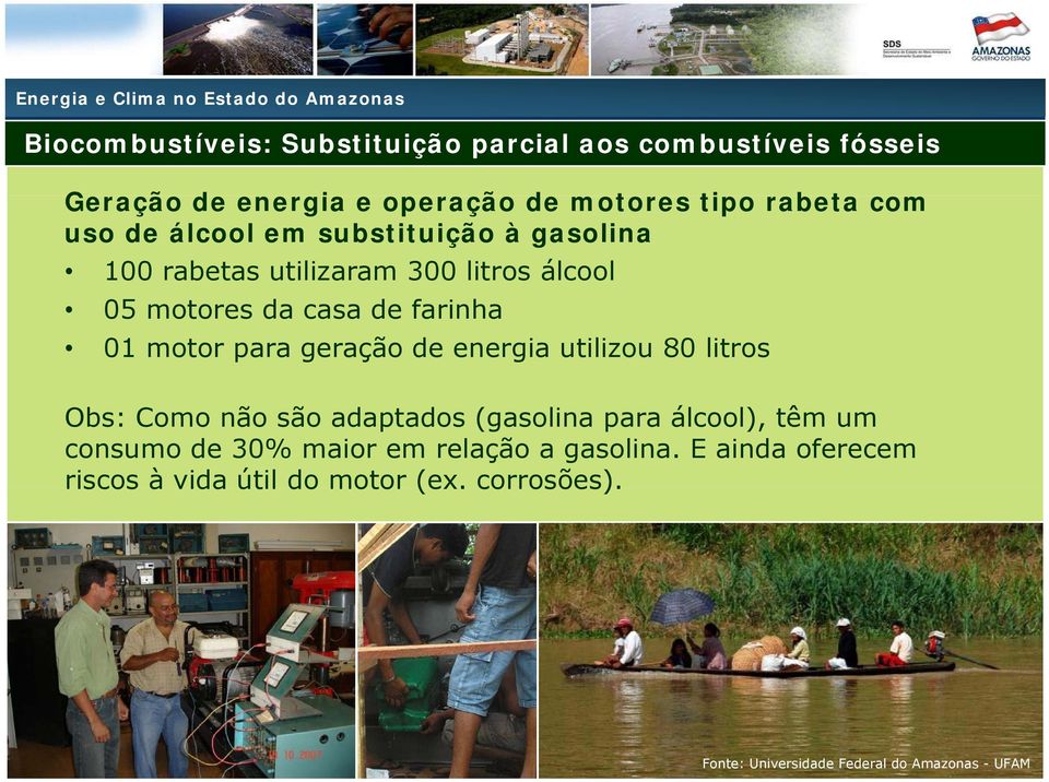 geração de energia utilizou 80 litros Obs: Como não são adaptados (gasolina para álcool), têm um consumo de 30% maior em