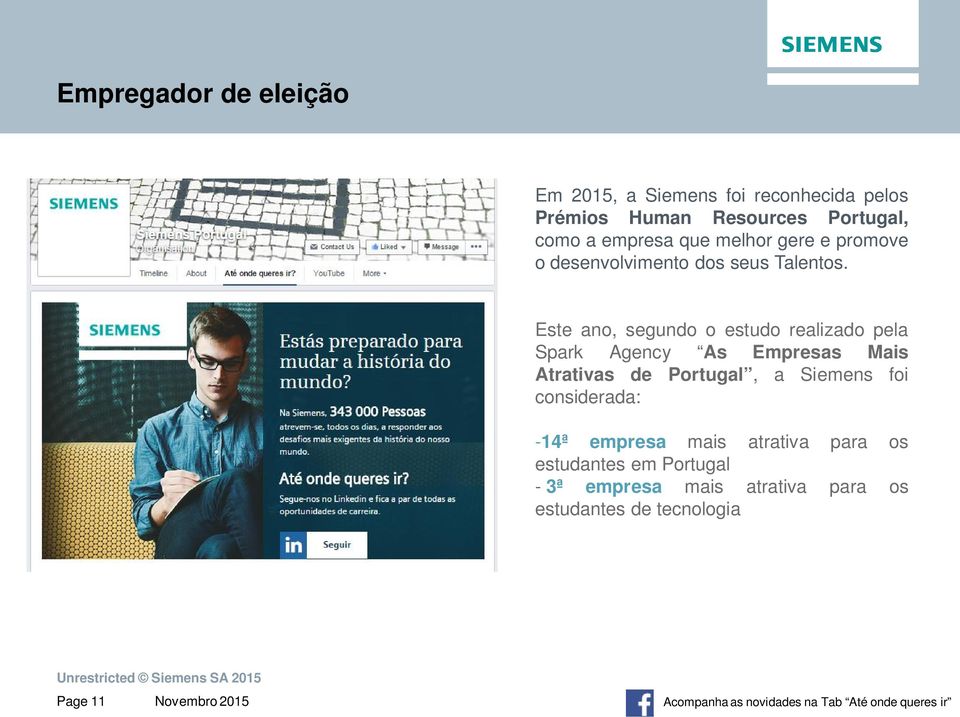 Este ano, segundo o estudo realizado pela Spark Agency As Empresas Mais Atrativas de Portugal, a Siemens foi