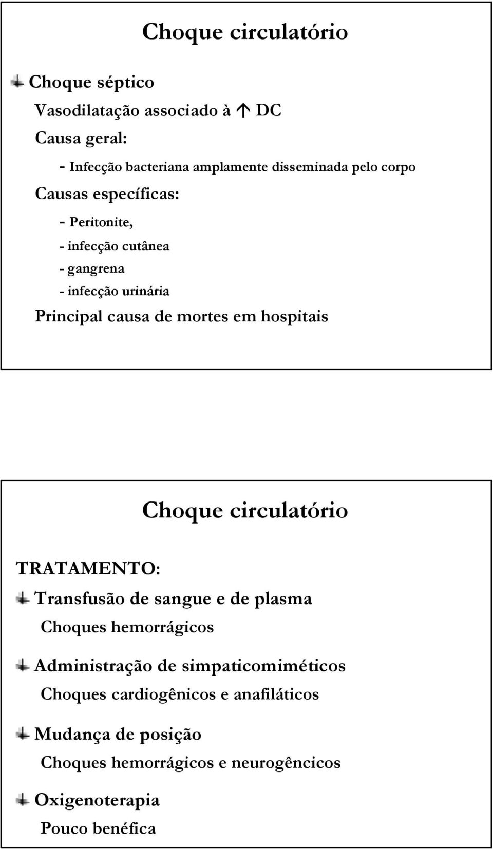 hospitais Choque circulatório TRATAMENTO: Transfusão de sangue e de plasma Choques hemorrágicos Administração de