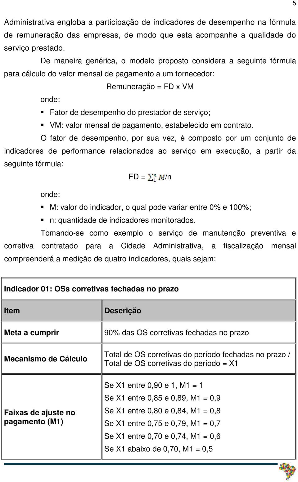 VM: valor mensal de pagamento, estabelecido em contrato.