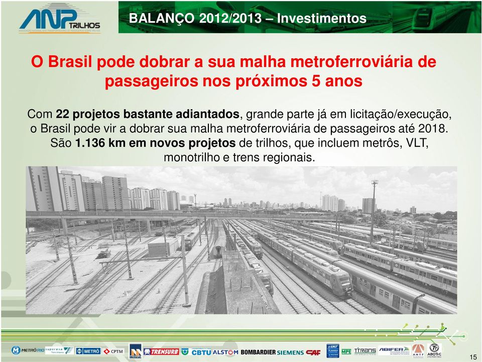 licitação/execução, o Brasil pode vir a dobrar sua malha metroferroviária de passageiros até