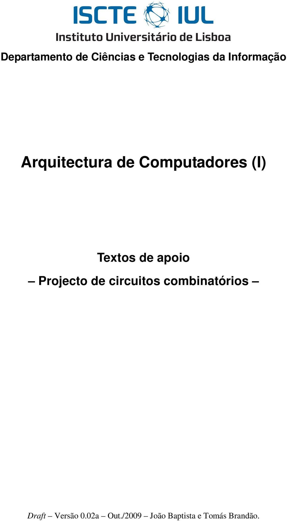 Textos de apoio Projecto de circuitos