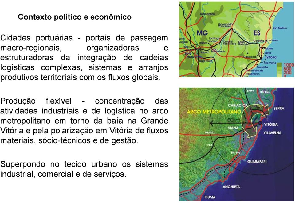 Produção flexível - concentração das atividades industriais e de logística no arco metropolitano em torno da baía na Grande