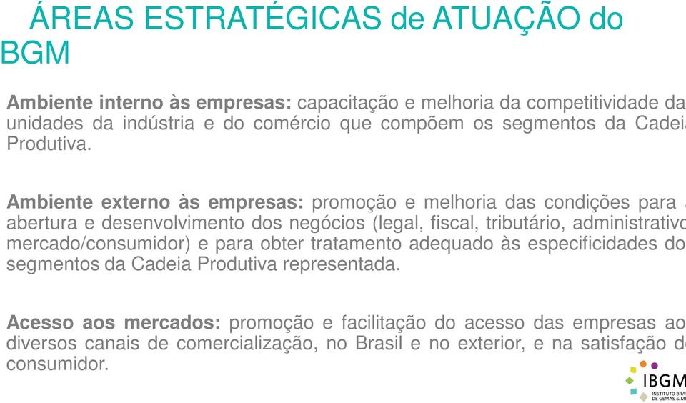 Ambiente externo às empresas: promoção e melhoria das condições para a abertura e desenvolvimento dos negócios (legal, fiscal, tributário, administrativo