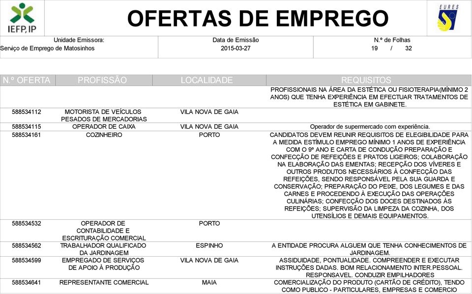 EM EFECTUAR TRATAMENTOS DE ESTÉTICA EM GABINETE. Operador de supermercado com experiência.