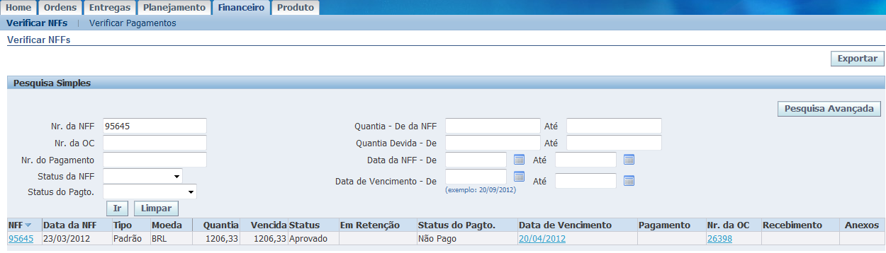 13. Por que não consigo visualizar o número do pagamento?