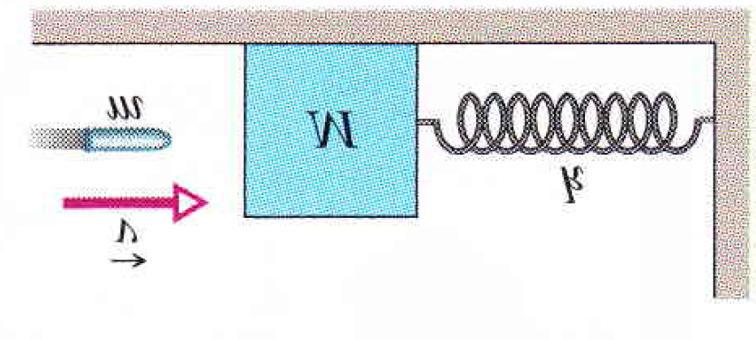 3.2. APLICAÇÕES DO MOVIMENTO HARMÔNICO SIMPLES 103 Figura 3.9: Veja exemplo 1. Note que a colisão da bala com o bloco, sendo inelástica, não conserva energia.