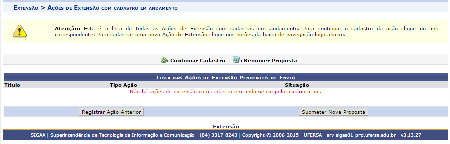 Pró-Reitria de Extensã e Cultura events@ufersa.edu.br Cadastrar Prpsta de Event Sistema Módul SIGAA Extensã Última Atualizaçã 25.03.