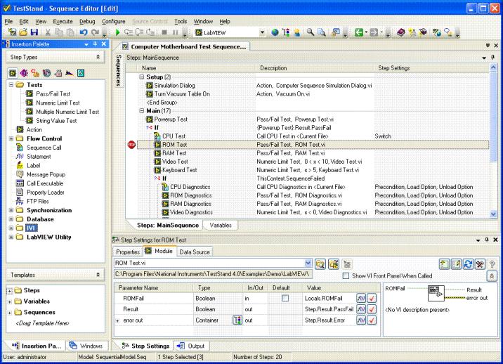 NI TestStand Software de Gerenciamento de Testes Ambiente gráfico do