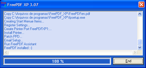Ao iniciarmos a instalação da impressora FreePDF será exibida a tela de abertura, conforme figura 7, onde devemos clicar no botão SETUP. Figura 7 Instalando a Impressora FreePDF XP.