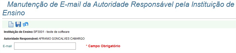 Nesta tela o usuário pode utilizar os seguintes filtros para sua busca: Código da Instituição de Ensino: Informa o código da instituição de ensino selecionada anteriormente; Nome da Instituição de