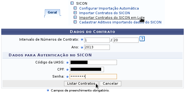 PARTE II ENTENDENDO O FUNCIONAMENTO DO MÓDULO PROCESSAMENTO DE DADOS Diariamente o SIPAC irá acessar o SICON e importar qualquer contrato novo gerado para o ano de exercício corrente.