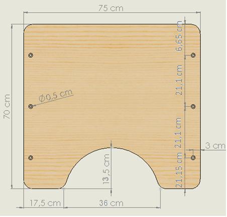 TAMPO FIXAÇÃO DO TAMPO - Passo 1: Faça um furo passante no centro das 2 conexões T 40 mm e um furo passante em cada uma das 4 conexões Joelho 40 mm, a 1,3 cm da extremidade, com a broca de