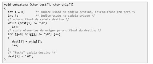 cadeia de caracteres função concatena copia os elementos de uma cadeia de origem