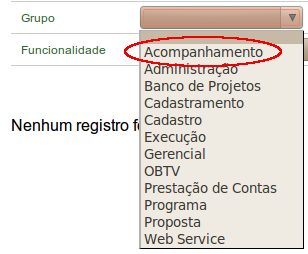 Figura 147 Funcionalidade: exibe todas as funcionalidades (operações) possíveis cadastradas no sistema, conforme Figura 148.