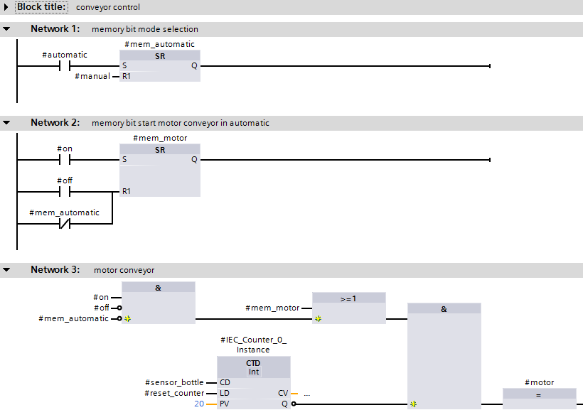 Programa no diagrama de blocos funcionais (FBD) Programa no diagrama ladder (LD)