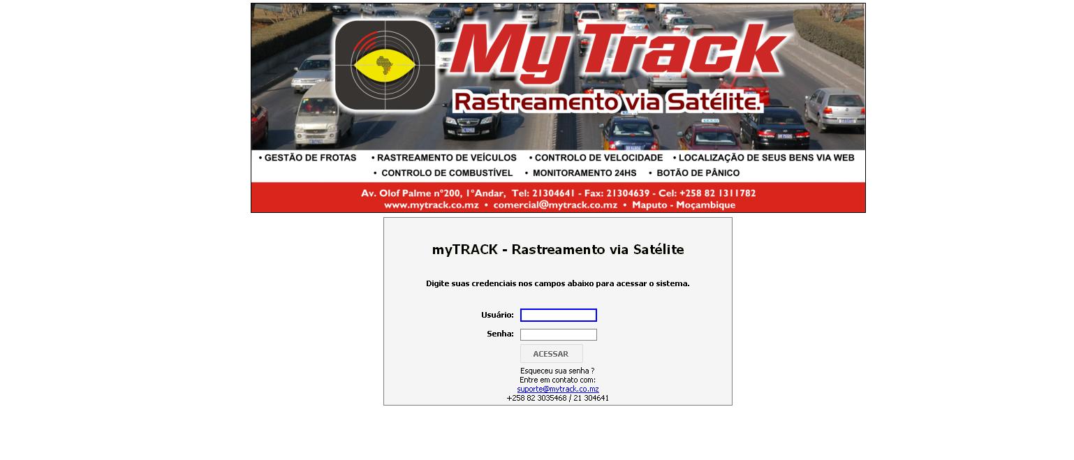 1. Acesso à plataforma de rastreio MY TRACK O acesso à plataforma faz-se via Internet, acedendo ao website www.mytrack.co.mz.